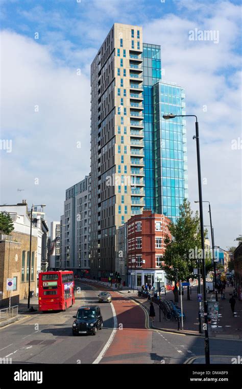 Avant-garde tower apartments on Bethnal Green Road in East London Stock ...