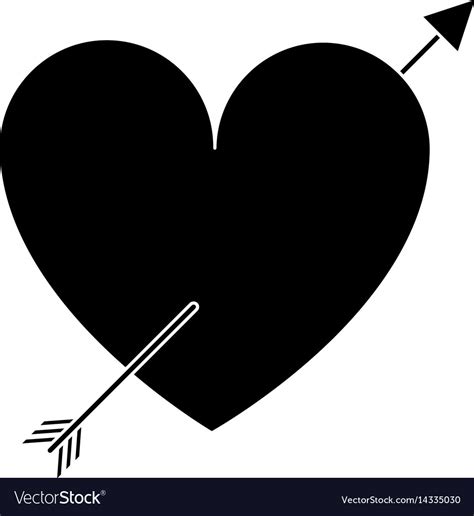 Silhouette heart with arrow love valentine Vector Image