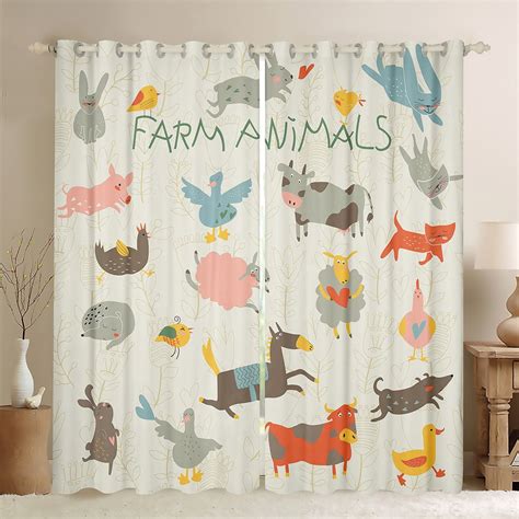 Funny Animal Curtains Cute Duck Rabbit Pig Blackout Curtains, Farm ...