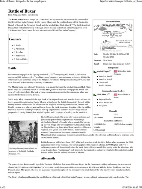 Battle of Buxar - Wikipedia, The Free Encyclopedia PDF | PDF | Unrest ...