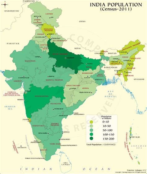 PDF of India Population Map, India Population Map PDF