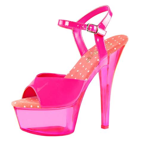 SummitFashions - Womens Hot Pink Heels Platform Sandals Neon Shoes UV ...