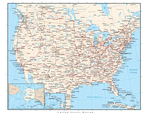 Map Of The Us With Cities And States - Map of world