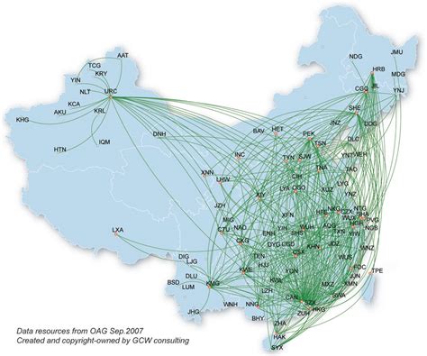 China Southern Airlines route map - domestic routes