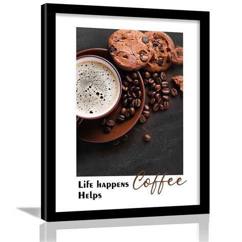 Coffee Quotes Framed Wall Posters with Frame for Cafe Restaurant Kitch ...