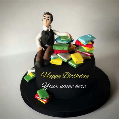 Birthday Name Cake For Librarian With Books On It