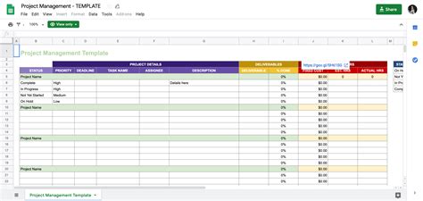 Google Sheets Templates Project Planning