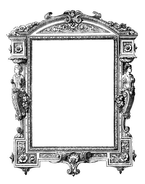 Digital Stamp Design: Antique Frame Artwork Digital Illustration ...