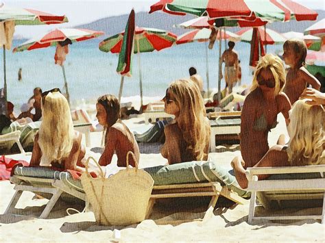 Saint Tropez Beach Art Print By Slim Aarons Watercolor Vintage | Etsy