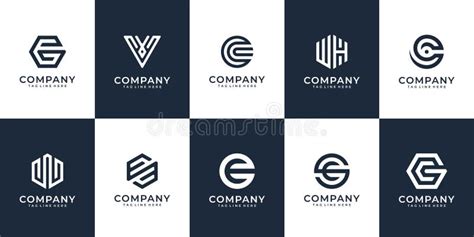 Set of Abstract Monogram Logo Design Inspiration Stock Vector ...