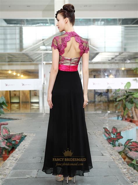 Black And Hot Pink Dress,Long Black Evening Dresses With Hot Pink Lace ...