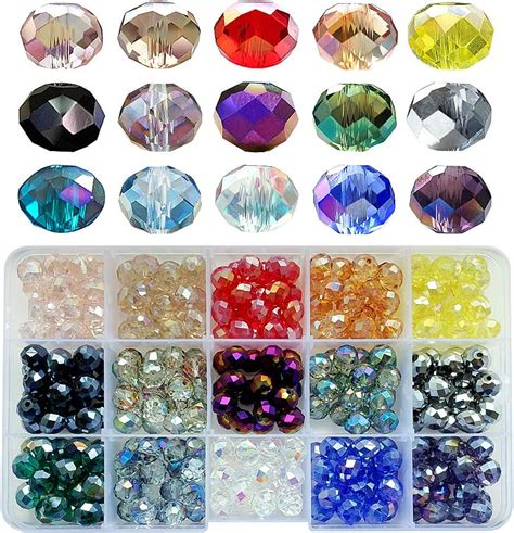 Amazon.com: Chengmu 10mm Rondelle Glass Beads for Jewelry Making 300pcs ...