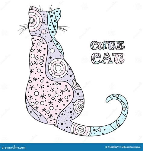 Cat. Design Zentangle stock vector. Illustration of domestic - 96608029