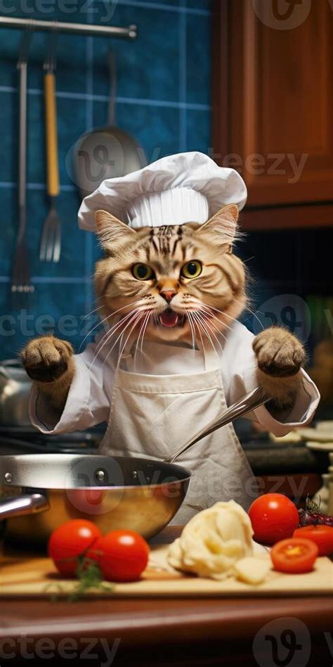 Funny cat prepares food in the kitchen. 30322814 Stock Photo at Vecteezy