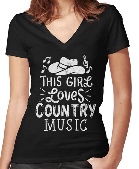 "Country Music" Fitted V-Neck T-Shirt for Sale by 4tomic | Country ...