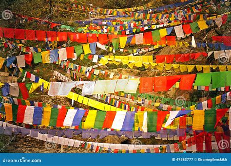 Colourful Buddhist Prayer Flags Stock Image - Image of buddhism ...