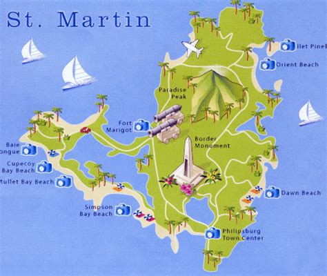 Large travel map of St. Martin | Saint Martin | North America ...