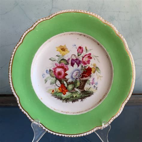 English bone china plate, basket of flowers, C. 1820 | Moorabool ...