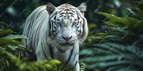 Premium AI Image | White Tiger Natural Habitat Portrait