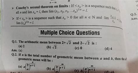 Cauchy's second theorem on limits : If sn > is a sequence such that 1,>