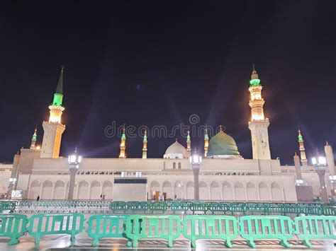 Beautiful View of Masjid Al Nabawi, Madinah at Night. Stock Photo ...