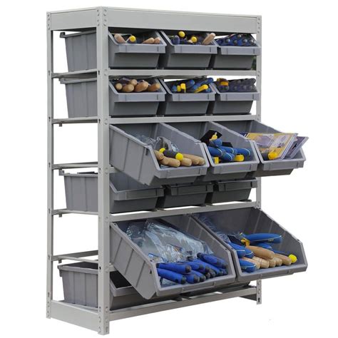 KING'S RACK Gray 6-Tier Boltless Bin Storage System Garage Storage Rack ...