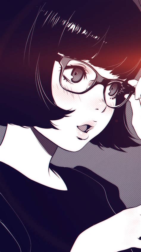 Download Aesthetic Anime Girl With Glasses Phone Wallpaper | Wallpapers.com