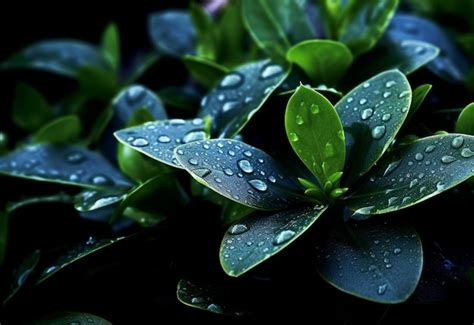 Premium AI Image | rain drops on leaves