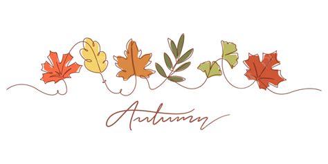 One Line Drawing Of Autumn Leaf, Drawn, Continuous, Drawing PNG and ...