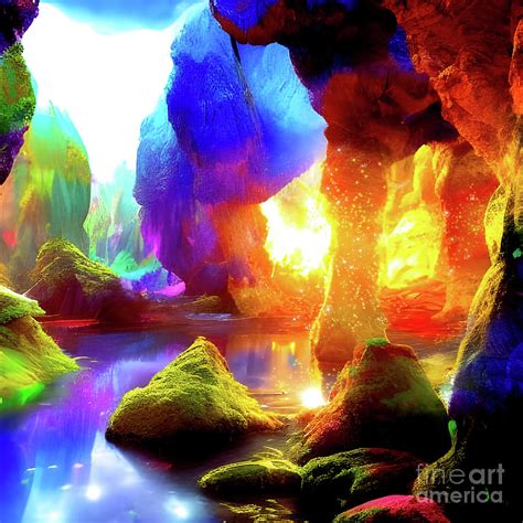 Enchanted Caves a magical setting with vibrant colors Digital Art by ...