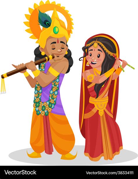 Draupadi lord krishna cartoon character Royalty Free Vector