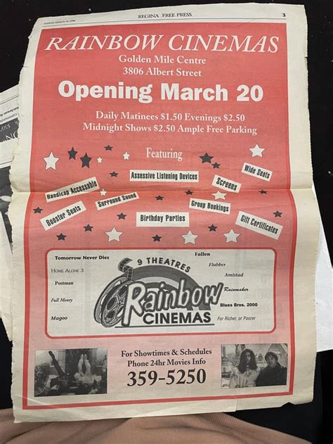 News from Rainbow Cinemas opening in 1998 : r/regina