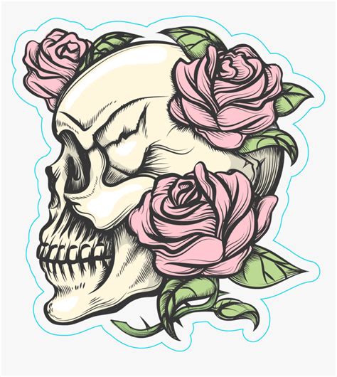 Skull With Roses Drawing