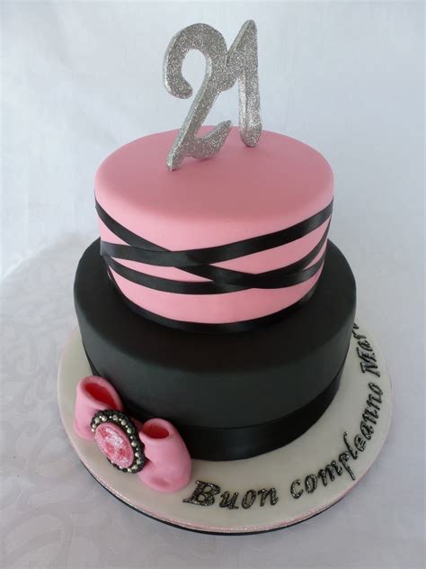 Pink And Black 21St Birthday Cake - CakeCentral.com