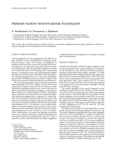 Tendon Repair Tech | PDF | Tendon | Surgical Suture