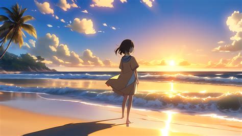 1920x1080 Resolution Anime Girl HD Sunset Landscape 1080P Laptop Full ...