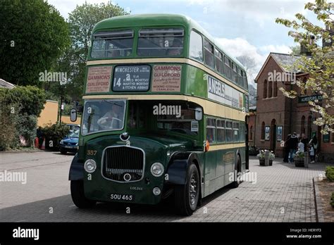 Vintage Aldershot & District Bus at Alresford Station Stock Photo - Alamy