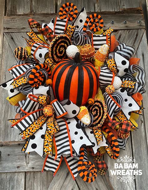 Halloween Wreath, Candy Corn Wreath, Halloween Swag, Fall Wreath ...