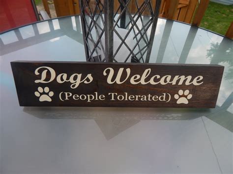 Funny wood Dog sign dog lovers decor Dogs Welcome People | Etsy