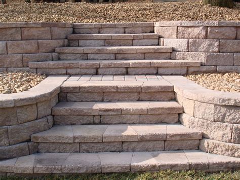 Retaining Wall with Stone Steps