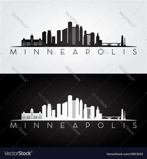 Minneapolis skyline silhouette Royalty Free Vector Image