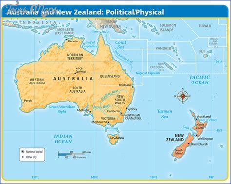 Australia And New Zealand Map - ToursMaps.com