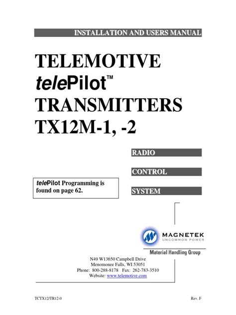 Telepilot Radio Remote Control Installation Manual | PDF | Crane ...