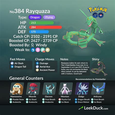 Rayquaza Best Moveset Pokemon Go