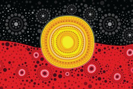 Aboriginal flag colors in a dot art painting of aboriginal design ...