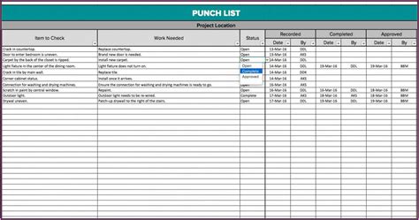 Construction Punch List Template Excel Software - Template 1 : Resume ...