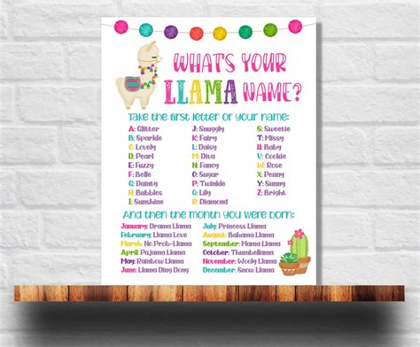 What's Your Llama Name Printable Llama Name Game Instant | Etsy