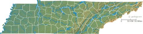 Tennessee Physical Map and Tennessee Topographic Map