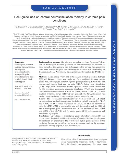 (PDF) EAN guidelines on central neurostimulation therapy in chronic ...