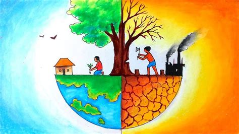 Save Environment Drawing | Earth Art Drawing